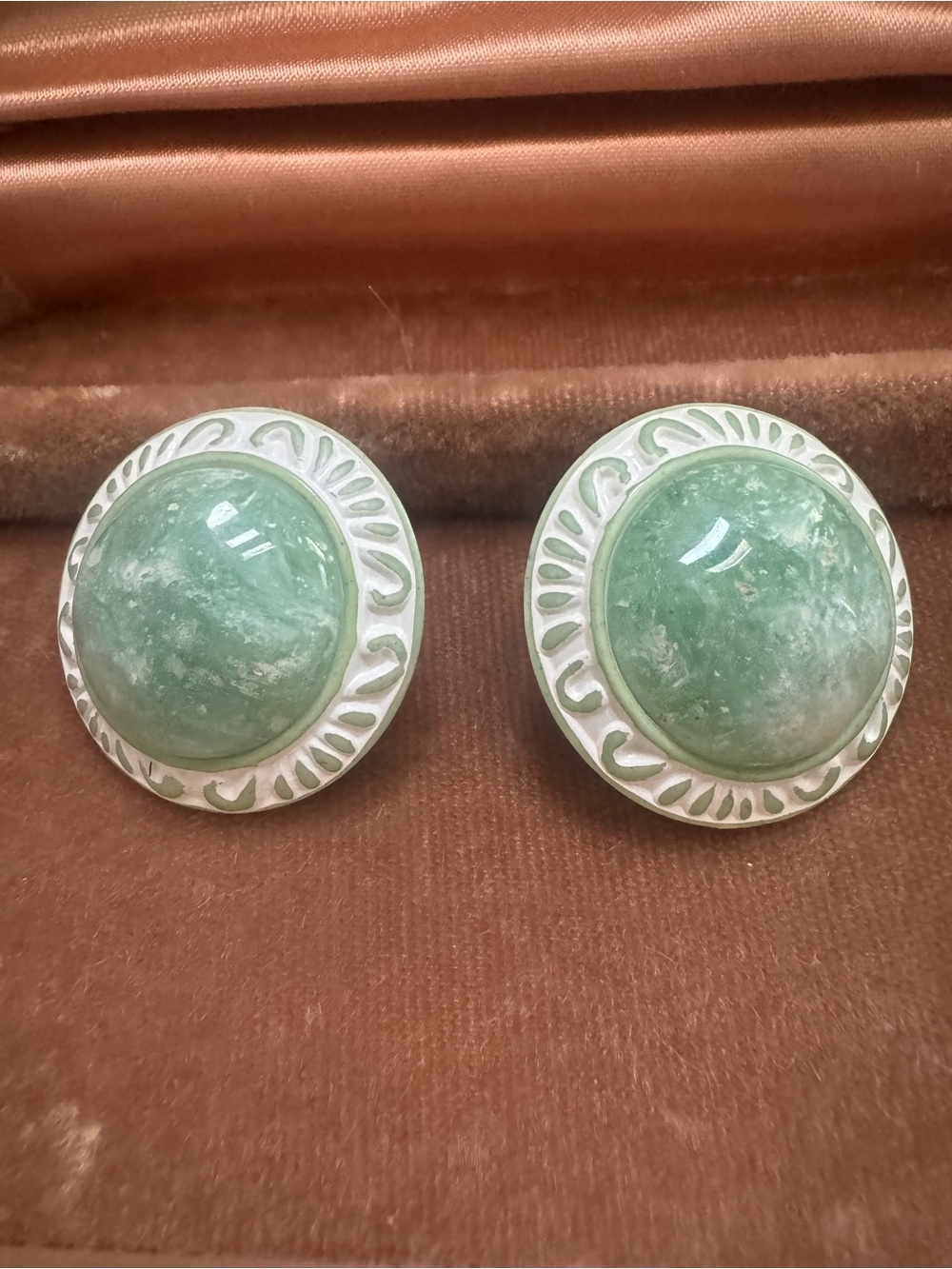 Green Stone Dome Earrings